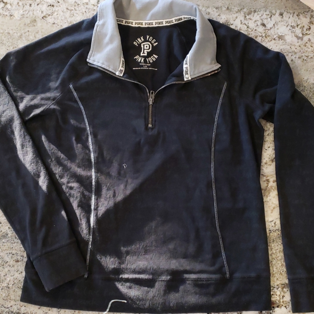 VS Pink Women's Yoga Quarter Zip L/S Shirt L